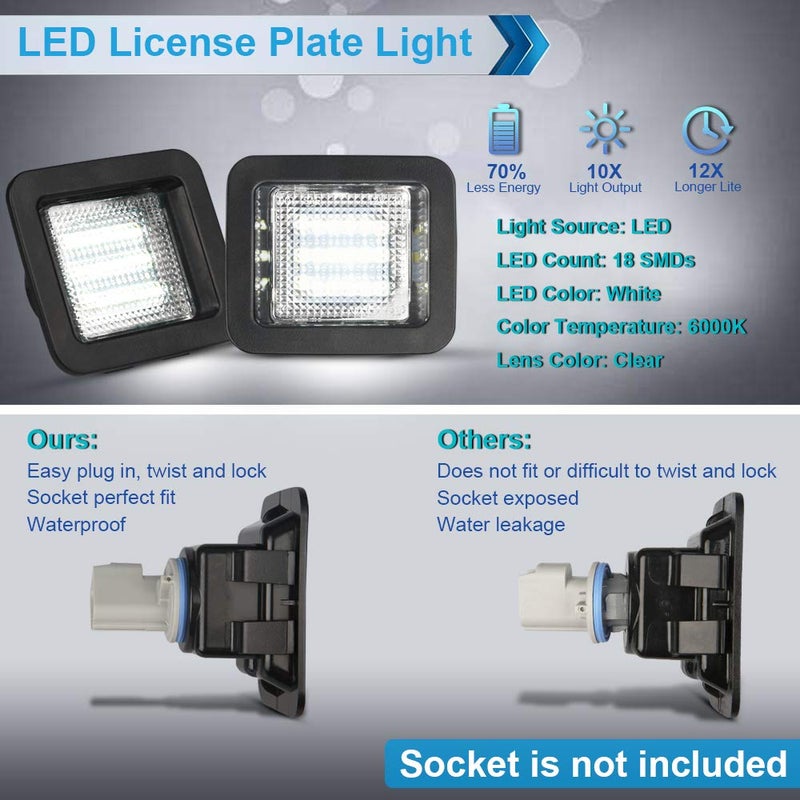 MbuyDIY LED License Plate Light Lamp Assembly Compatible with 2015-2020 F150 17-20 Raptor Clear Lens 6000K White, Pack of 2 - Image 4
